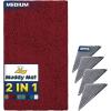 imageMuddy Mat 2 in 1 Bundle  Absorbent Microfiber Door Mat Red Medium 30quotX19quot ampamp Rug Heavy Duty NonSlip Corner Pad Pack of 4  DoubleSided Adhesive Pad for Corners  Ultimate Floor Protection Combo