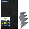 imageMuddy Mat 2 in 1 Bundle Absorbent Microfiber Door Mat Black Medium 30quotX19quot ampamp Rug Heavy Duty NonSlip Corner Pad Pack of 4 DoubleSided Adhesive Pad for Corners  Ultimate Floor Protection Combo