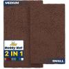 imageMuddy Mat 2Piece Set ASSEENONTV Highly Absorbent Microfiber Dog Door Mat and Pet Rug Non Slip Thick Washable Area Mat Soft Chenille for Kitchen Bathroom Bedroom and Outdoor Brown Small ampamp Medium