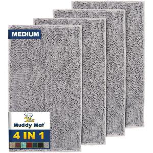 imageMuddy Mat 4Piece Atlantic Blue Medium 30quotX19quot ASSEENONTV Highly Absorbent Microfiber Door Mat Bath Mat and Pet Rug Non Slip Thick Washable Soft Chenille for Kitchen Bedroom Indoor and OutdoorGrey