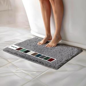 imageMuddy Mat Chenille Bathroom Rugs Quick Dry Microfiber Mats Non Slip Washable Extra Thick Soft and Highly Absorbent Bath Mats for Bathroom Kitchen and Shower Floor  Grey Runner 59quotX24quotGrey