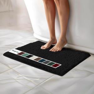 imageMuddy Mat Chenille Bathroom Rugs Quick Dry Microfiber Mats Non Slip Washable Extra Thick Soft and Highly Absorbent Bath Mats for Bathroom Kitchen and Shower Floor  Grey Runner 59quotX24quotBlack