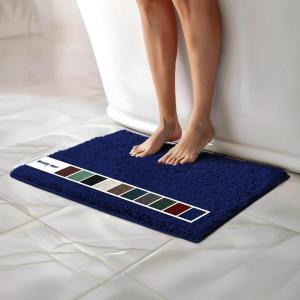 imageMuddy Mat Chenille Bathroom Rugs Quick Dry Microfiber Mats Non Slip Washable Extra Thick Soft and Highly Absorbent Bath Mats for Bathroom Kitchen and Shower Floor  Grey Runner 59quotX24quotNavy Blue