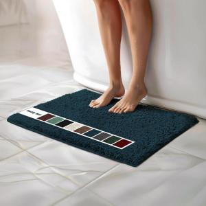 imageMuddy Mat Chenille Bathroom Rugs Quick Dry Microfiber Mats Non Slip Washable Extra Thick Soft and Highly Absorbent Bath Mats for Bathroom Kitchen and Shower Floor  Grey Runner 59quotX24quotAtlantic Blue