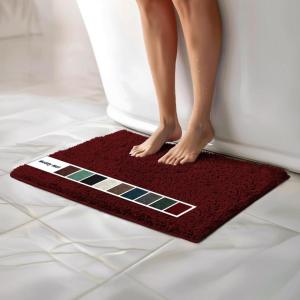 imageMuddy Mat Chenille Bathroom Rugs Quick Dry Microfiber Mats Non Slip Washable Extra Thick Soft and Highly Absorbent Bath Mats for Bathroom Kitchen and Shower Floor  Grey Runner 59quotX24quotRed