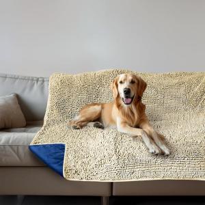 imageMuddy Mat Dog Blanket  Chenille Water Absorption Blanket for Bed ampamp Couch Cover for Dogs Washable AntiSlip Soft and Durable Furniture Protector for Dogs  Grey 48quotx56quotBeige