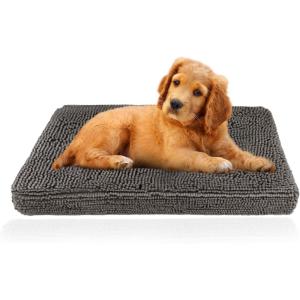 imageMuddy Mat Dog Crate Bed mat Comfortable Dog Pillow Crate Bed for Large Medium Small Dogs and Cats Ultra Soft ampamp Relaxing Washable ampamp Dryer Safe Chenille Material  Grey Small 18quotx24quotSmall 18x24