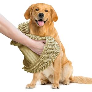 imageMuddy Mat Doggy Dryer Highly Absorbent Microfiber Washable Dog Shammy Quick Drying Towel Absorber Extra Soft Plush Wrap Chenille Bath Towels to Dry Soggy Large Pets ampamp Small Puppy  BeigeBeige