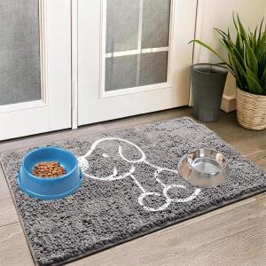 imageMuddy Mat Paw Dog Door Embroidery Mat Super Absorbent Microfiber Indoor Outdoor mat for Muddy Paws NonSlip Washable Pet Rug Quick Dry Chenille Entryway Carpet Machine Washable  Grey 19x30Grey