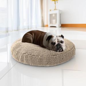 imageMuddy MatCloud K9 Bed for Dogs ampamp Cats Soft ampamp Relaxing Round Dog Bed Chenille Material Removable Cover Washable ampamp Dryer SafeGrey Medium35x35Beige