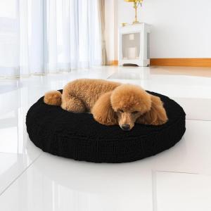 imageMuddy MatCloud K9 Bed for Dogs ampamp Cats Soft ampamp Relaxing Round Dog Bed Chenille Material Removable Cover Washable ampamp Dryer SafeGrey Medium35x35Black